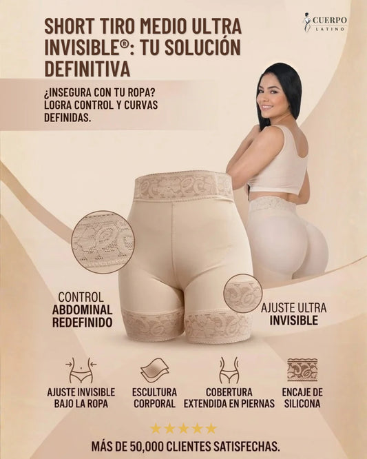 SHORT FAJA TIRO MEDIO ULTRA INVISIBLE®️ | 2-3 Tallas menos | realce instantáneo